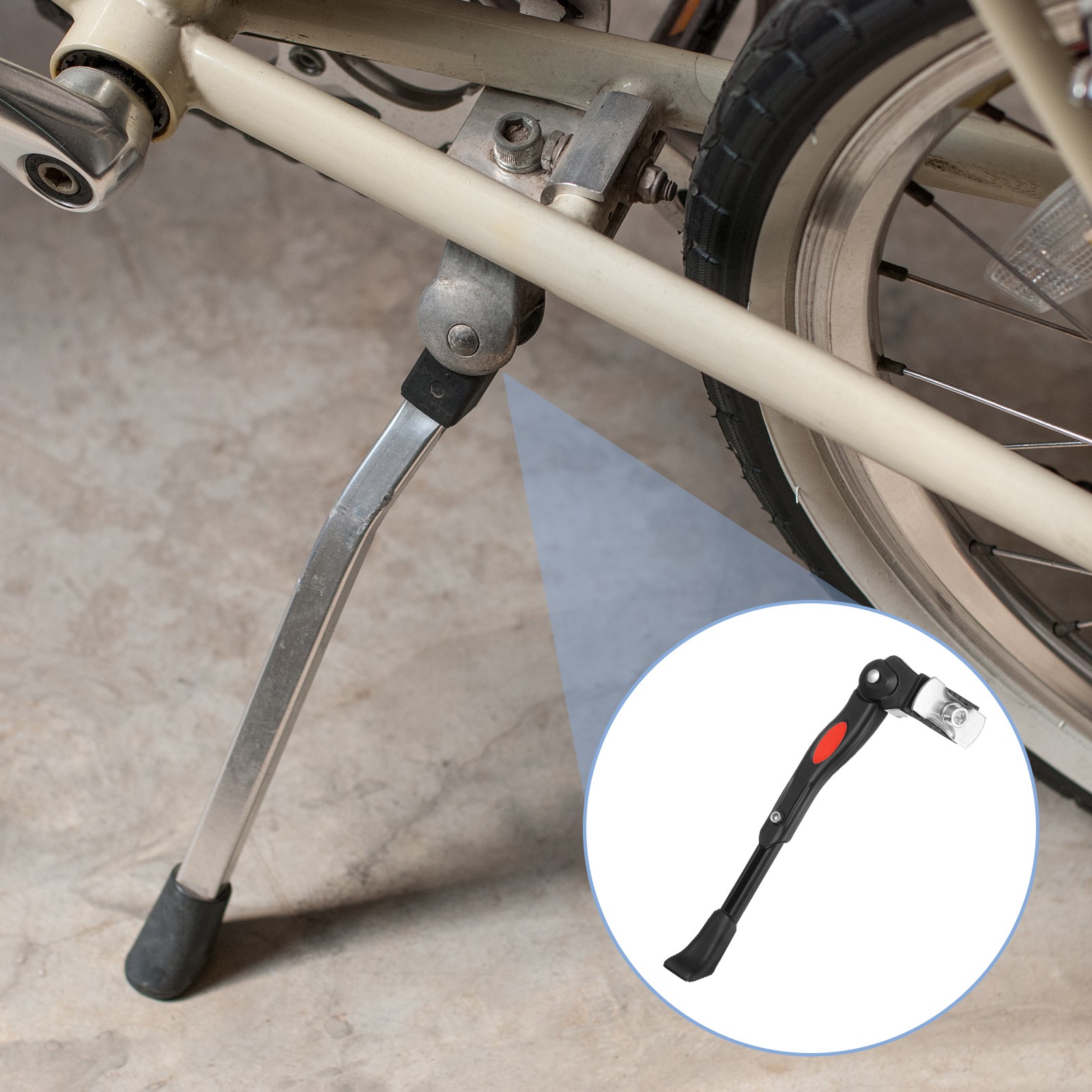 Bike Kickstand Adjustable Center Mount for 24-29" Wheel Black
