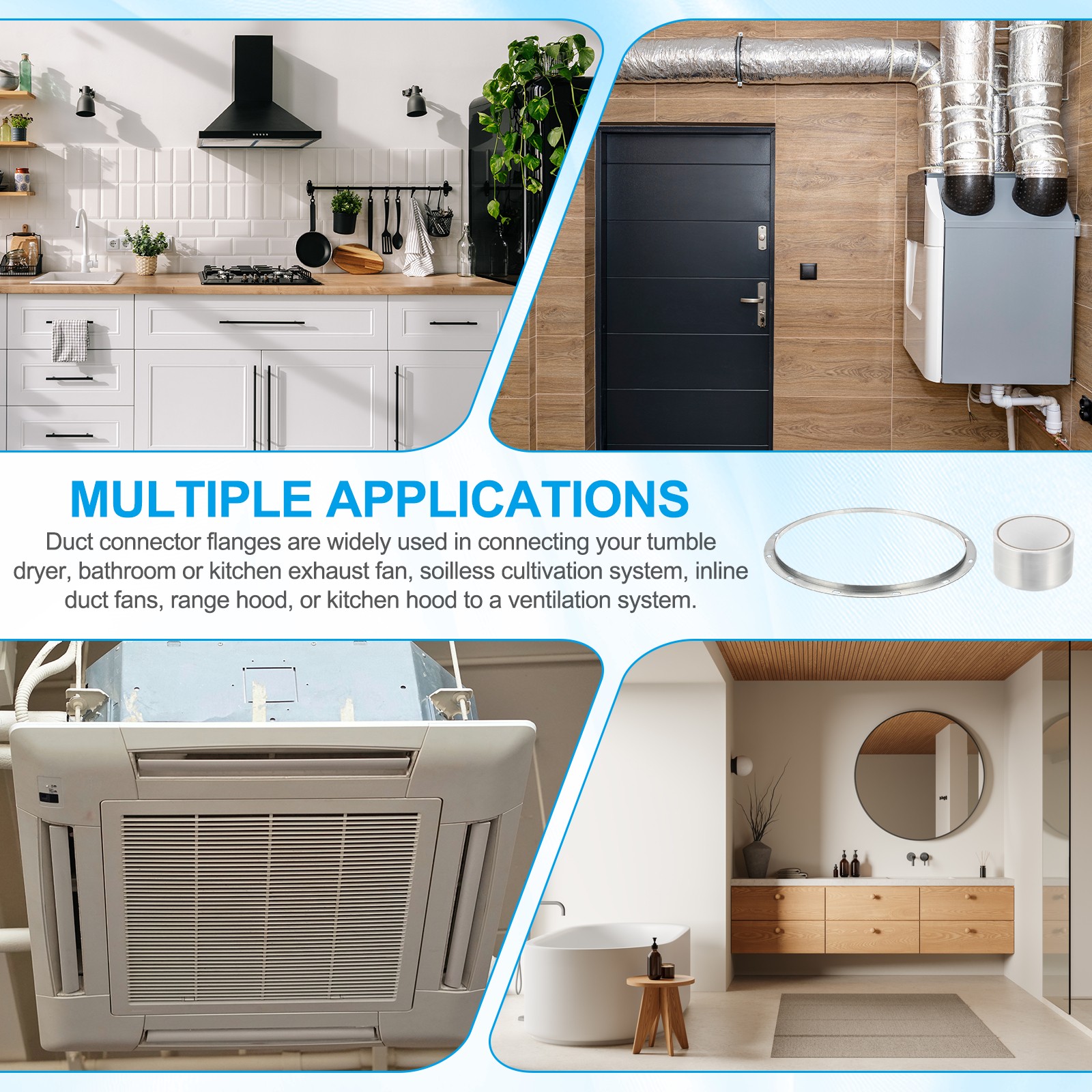 18" Duct Connector Flange for Heating Cooling System, Galvanize Steel