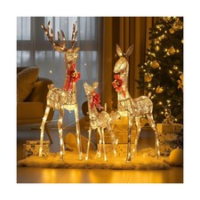 3- Piece Large Lighted Christmas Deer Decoration, 3D Christmas Reindeers Fami...