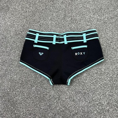 Y2K Vintage Roxy Hot Pant Shorts Neoprenmischung schwarz blau Mini Bademode