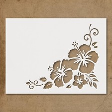 Stylized Floral Hibiscus Design Wall Art Reusable Stencil - StencilAir
