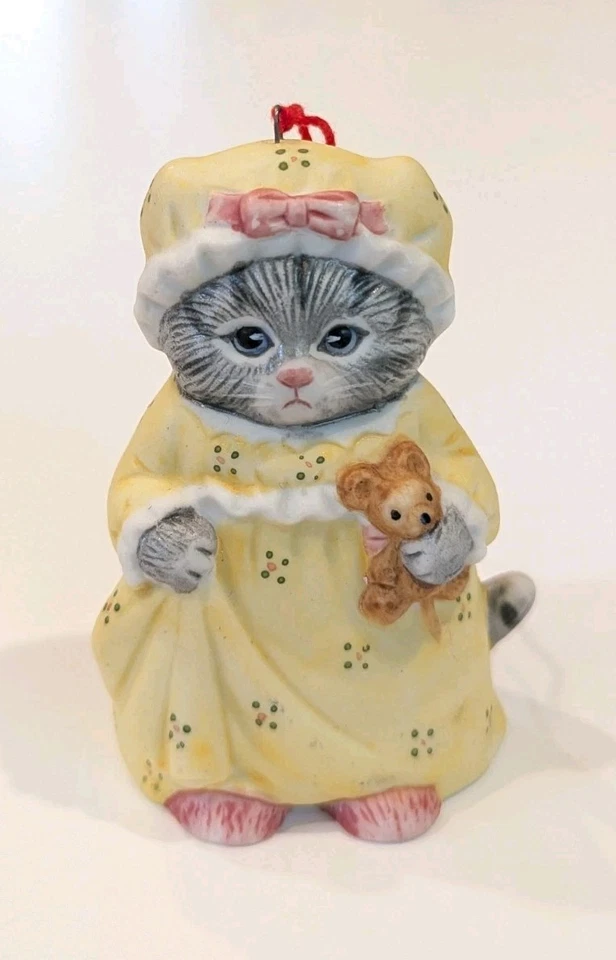 Vintage Lot Of 2 Kitty Cucumber Ornaments Schmid Shackman Fraser 1985 - Image 2 of 4