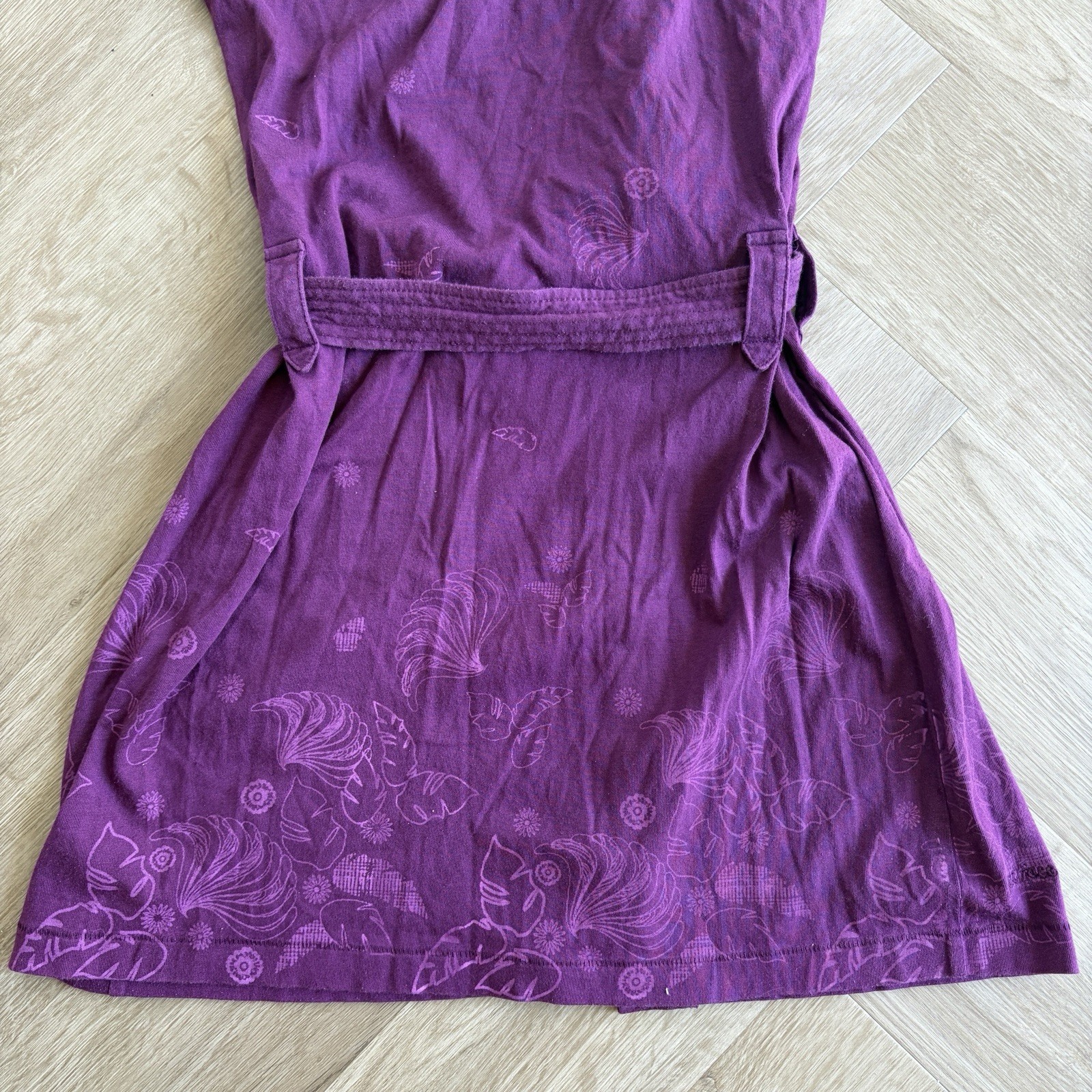Fat Face Purple Short Sleeve Floral Leaf Pattern Button-Up Dress Belt Size UK 8 image 6