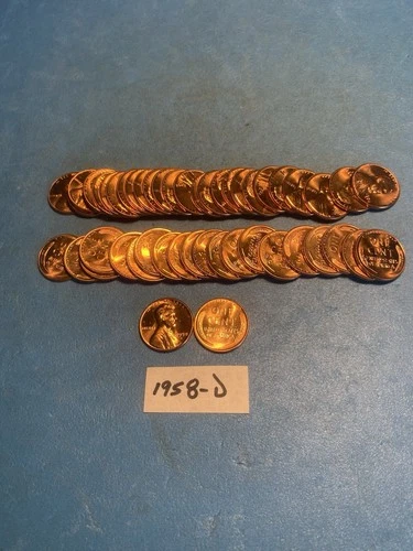 UNC 1958-D Lincoln Wheat Cent Roll