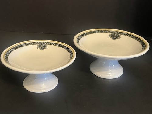 (2) Netherlands Plaza Hotel Cincinnati Ohio Shenango China Compotes