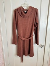 Nine Britton Orange Long Sleeve Ribbed Knit Sweater Dress sz XL