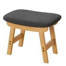 Gray Soft Footrest Ottoman Wood Legs Small Seating Living Room Office