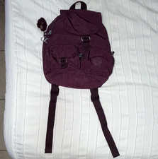 Unisex Kids Purple Nylon Backpack, Solid Zip, Outer Pockets, Top Handle