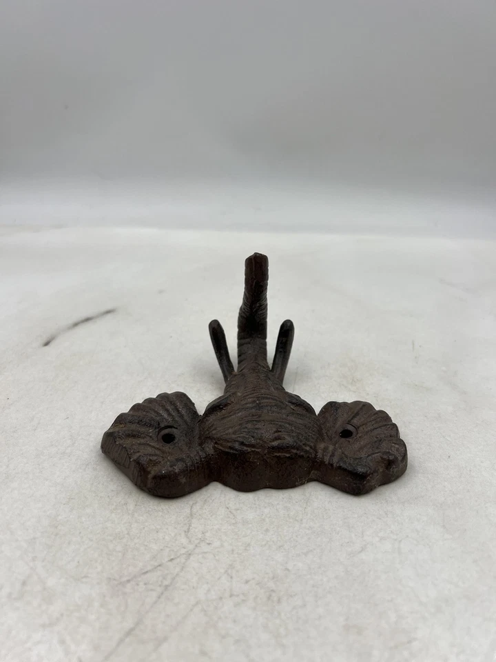 Elephant Head Cast Iron Wall Hook Rustic Animal Decor Coat Towel Key Hanger - Image 4 of 4