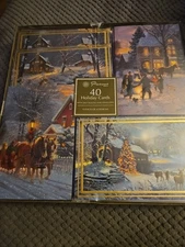 40 Holiday Cards Matching Self-Sealing Foil Envelopes Christmas Holiday Glitter