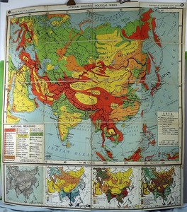 Atwood Regional-Political Series Asia Map 1949 Printed USA Wall Chart