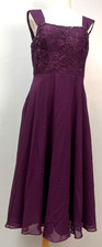 JJ's House Grape A-line Tea-Length Square Dress w/ Sequin Beading Sz 12 225557