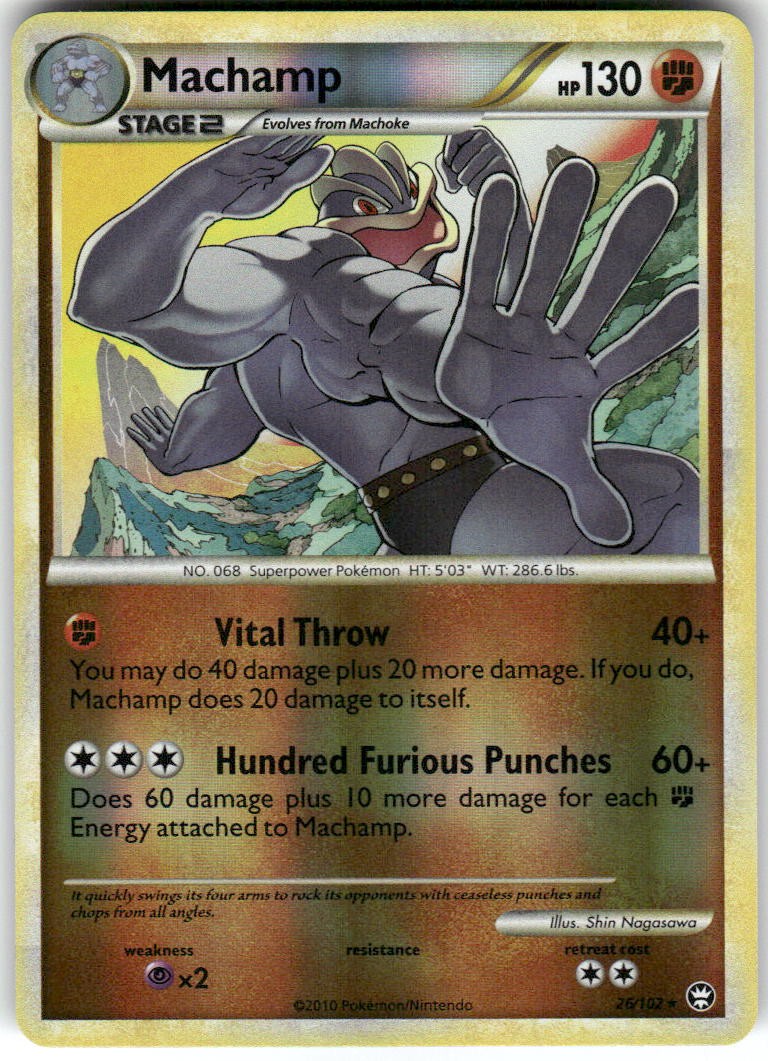 Machamp 26/102 Rare HGSS Triumphant Pokemon Reverse Holo Lightly Played