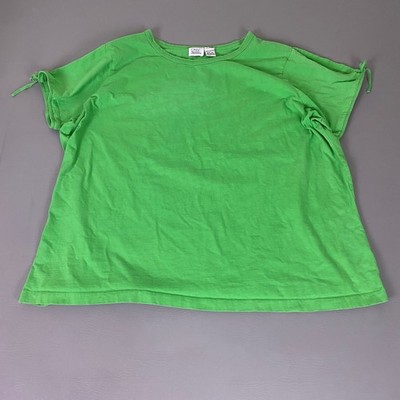 Only Necessities T-Shirt Women's Plus 3X Green Cotton Short Sleeve Tie Detail