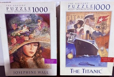 2- MB Josephine Wall Grandmother s Hat & Titanic 1000 Pc Puzzle 1997 sealed VTG