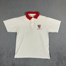 Vintage 90’s White Sevilla F.C. Polo Shirt Men's Medium #3861