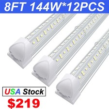 12PCS T8 8 FT LED Shop Light Fixture 144W 8FT LED Shop Lights 6500K 18000LM Bulb