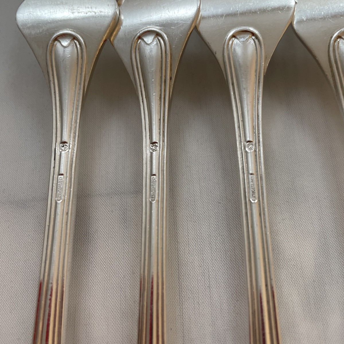 Vintage French silver-plated 6 Forks Christofle Chinon Flatware H