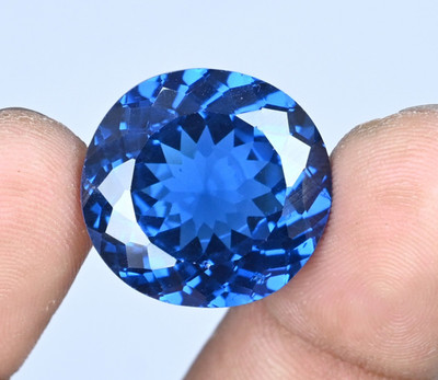 33.15 Ct Natural London Blue Topaz Round Certified Flawless Loose Gemstone