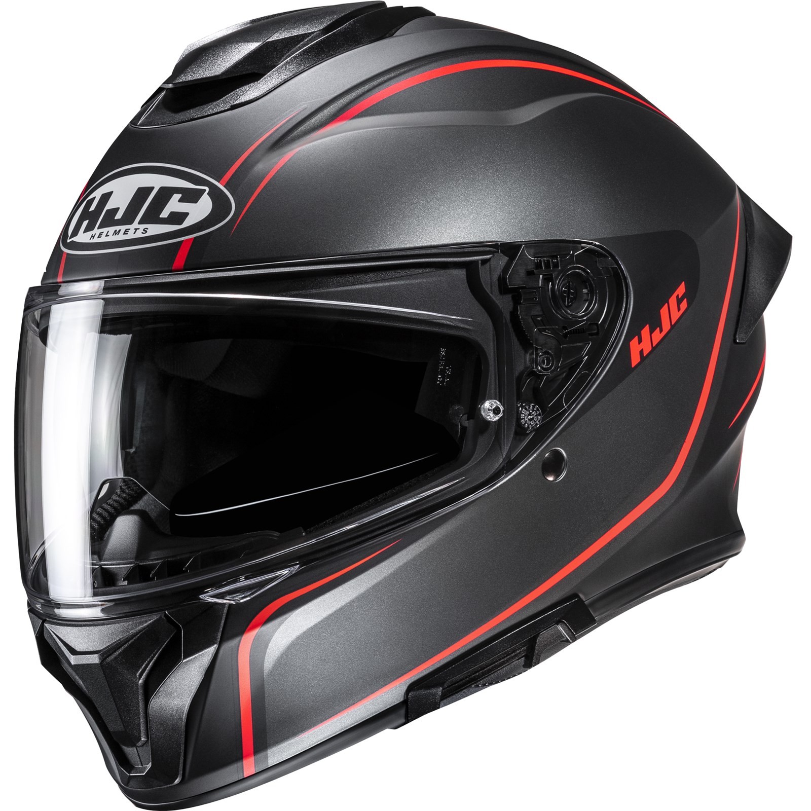 Motorcycle Helmet S - HJC C71 Quez Integral Helmet High Comfort Black-Red Matte