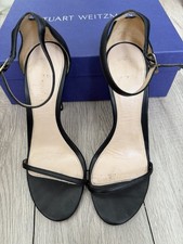 Stuart Weitzman nudist leather strappy heels 8.5 Black