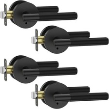 4 Pack Privacy Door Handles with Lock,Matte Black Door Handles Interior