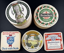 Vintage Beer Coaster Lot – Heineken, Grolsch, Budweiser, Old Style, Landbier