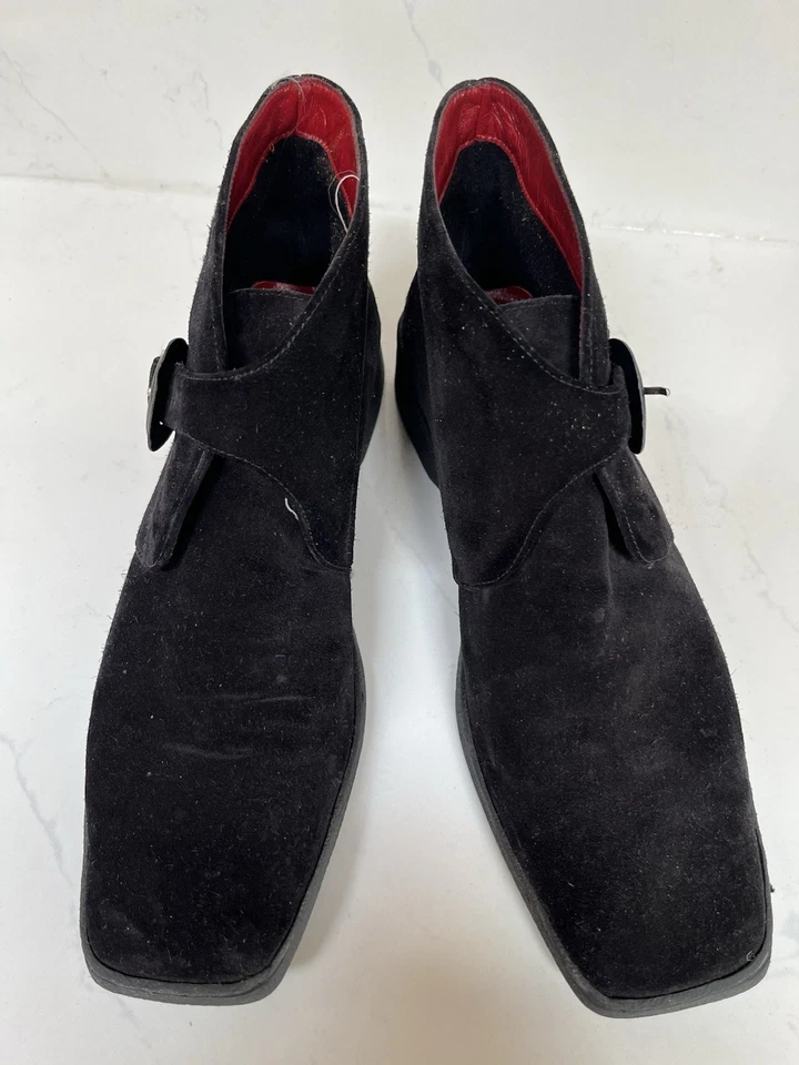 Salvatore Ferragamo 意大利女式黑色麂皮绒踝靴 9 B — 第 3/4 张图片