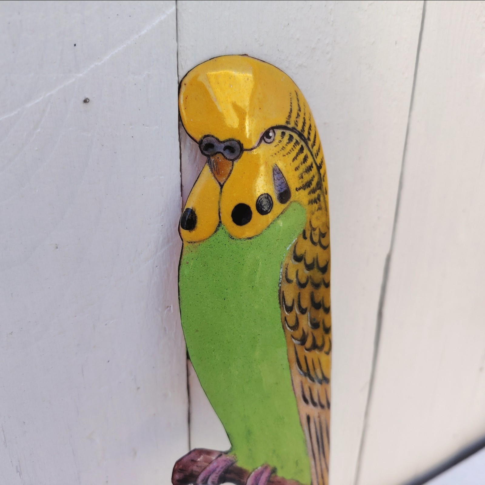 Oiseau perruche ondulée des bois, Emaux Limoges