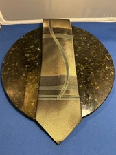 Croft & Barrow Men's Tie Black Gold Silk Classic Length Patterned