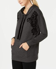 Ideology Womens Activewear Flocked Hoodie Size M