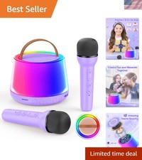 Wireless Mini Karaoke Machine with 2 Microphones Bluetooth Speaker for Kid's ...