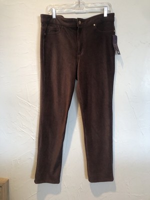 Gloria Vanderbilt Corduroy Pants Sz 14 Avg. light weight Dark Roast Brown NWT
