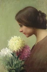 KAROLY HOLCZER (1873-1930) LARGE SIGNED HUNGARIAN OIL - YOUNG GIRL WITH FLOWERS