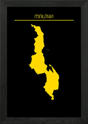 Malawi Map Gold Framed Wall Art Poster Canvas Print Picture