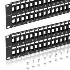 2 PCS 48 Port Blank Keystone Patch Panel Cat6 2U 19 Inch Rack Mount Ethernet
