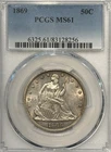 1869 SEATED LIBERTY HALF DOLLAR PCGS MS61