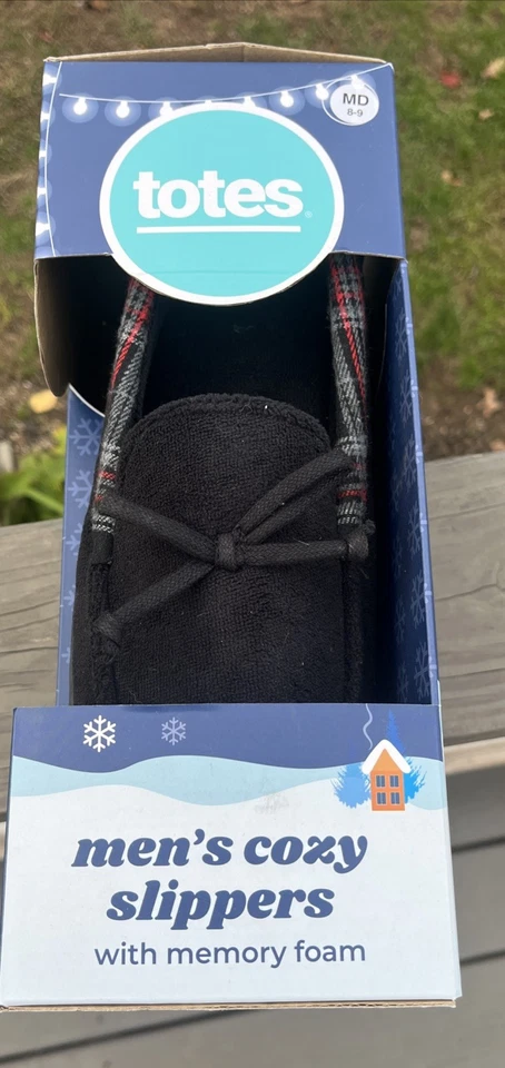 Zapatillas Totes Toasties de espuma viscoelástica para hombre MD talla 8-9 negras nuevas Foto 3 de 4