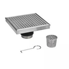 Oatey Designline 4x4 in. Stainless Steel Shower Drain with Square Pattern Cover