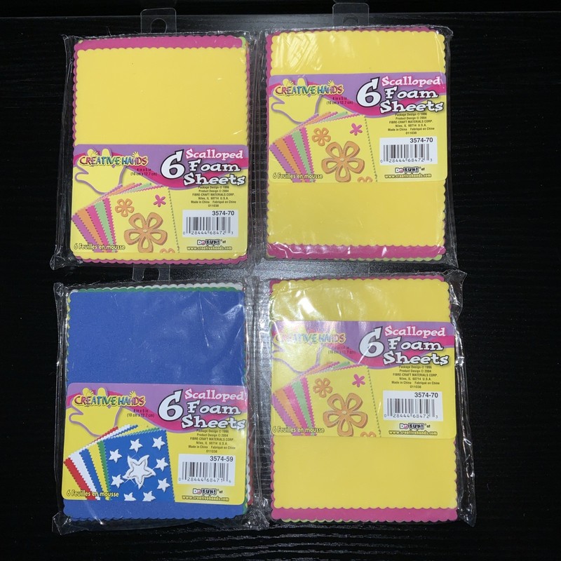 Creative Hands Foam Sheets - 4 Packs w/6 sheets each - 4" x 5" - New/sealed