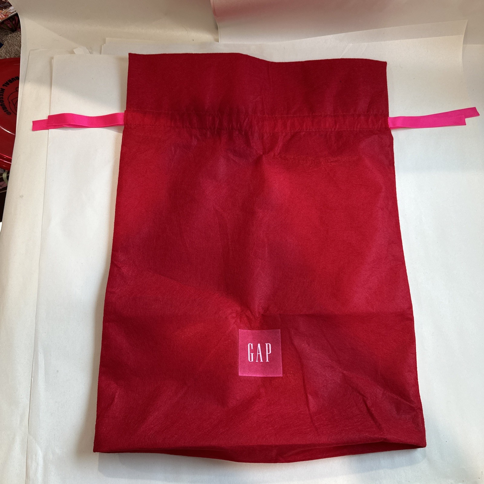 Gap Red Felt Drawstring Store Bag Large - image 1