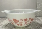 Vintage Pyrex White with Pink Gooseberry Nesting Bowl 441 - 1 1/2 pt