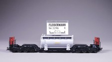 H0 DC Fleischmann 94 5296 K Tiefladewagen SSt401 DB "DEMAG" in OVP #AA_358