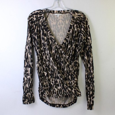 CAbi Damen M Brown Wrap Top Langärmelig Bluse