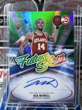 2025-26 Topps Chrome Asa Newell Future Stars Green 39/99 HAWKS RC ON CARD AUTO