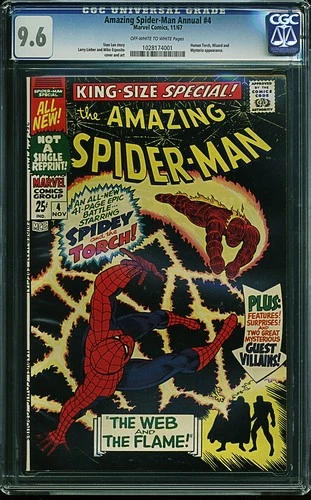 Amazing Spider-Man Annual #4 CGC 9.6 OW/W 11/67 Human Torch, Wizard & Mysterio!