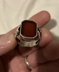 VTG 925 Sterling Silver Axe Carnelian Stone Ring Size 11 Men's