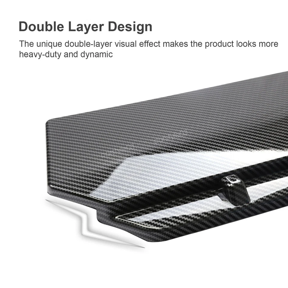 Carbon Fiber Look Front Bumper Lip Spoiler Splitter Body For Cadillac Escalade - Image 4 of 4