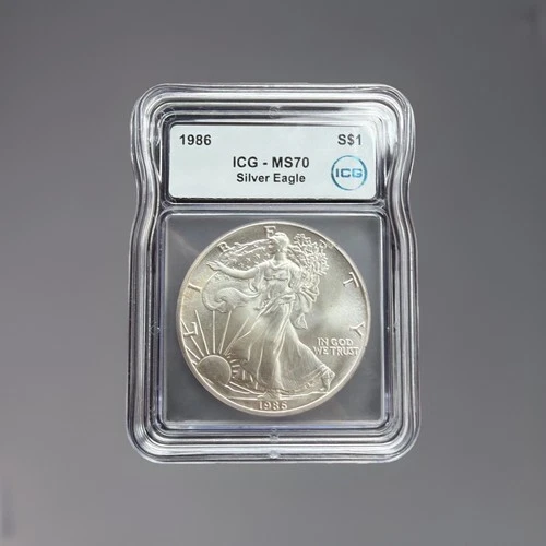 1986 American Eagle $1 1 oz 0.999 Silver ICG MS70 Coin 🔥 key date 🔥