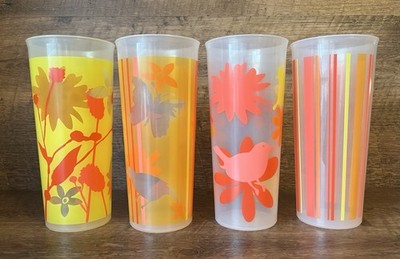 Tupperware Tumblers Wildflowers Birds Butterflies Stripes Summer Vibes Retro HTF